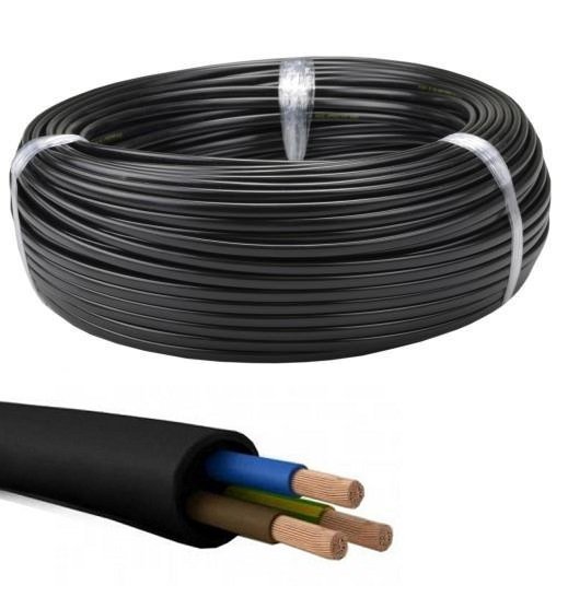 Câble électrique gaine caoutchouc H05RR-F 3G2,5 noir 350/500V 100m
