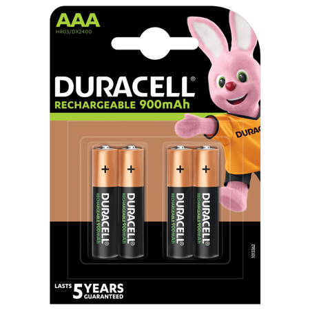 Piles rechargeables AAA 900mAh DURACELL / 4 pcs