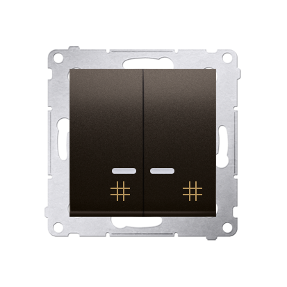 Simon 54 Premium Marron mat Interrupteur intermédiaire double avec rétro-éclairage LED (module) 10 AX connecteurs rapides, DW7/2L.01/46
